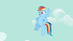 Size: 1920x1080 | Tagged: safe, screencap, rainbow dash, pegasus, pony, season 2, the mysterious mare do well, 1080p, cloud, female, flying, hooves on hips, mare, sky, solo