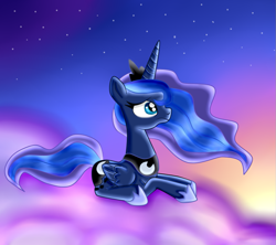 Size: 1351x1201 | Tagged: safe, artist:lelka-philka, princess luna, alicorn, pony, g4, female, lying down, prone, solo