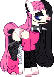 Size: 1011x1418 | Tagged: safe, artist:kurosawakuro, oc, pegasus, pony, base used, choker, magical lesbian spawn, offspring, parent:fluttershy, parent:inky rose, simple background, solo, spiked choker, transparent background