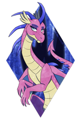 Size: 1181x1772 | Tagged: safe, artist:inuhoshi-to-darkpen, oc, oc only, crystal dragon, dragon, dragoness, female, simple background, solo, spike's mother, transparent background