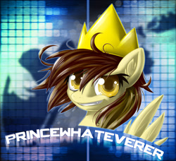 Size: 900x822 | Tagged: safe, artist:knifeh, oc, oc only, oc:prince whateverer, pegasus, pony, bust, crown, jewelry, portrait, regalia, solo