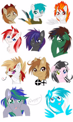 Size: 960x1600 | Tagged: safe, artist:knifeh, oc, oc only, oc:dbpony, oc:storm feather, earth pony, pegasus, pony, unicorn, bust, portrait, raspberry, simple background, tongue out, white background