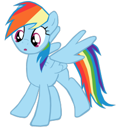 Size: 1270x1377 | Tagged: safe, artist:benpictures1, rainbow dash, pegasus, pony, g4, party pooped, :o, cute, dashabetes, female, inkscape, looking down, mare, open mouth, partially open wings, simple background, solo, transparent background, vector, wings