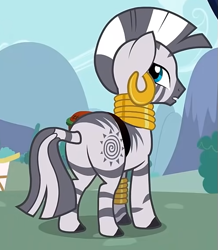 Size: 497x571 | Tagged: safe, screencap, zecora, zebra, g4, the cutie pox, butt, cropped, plot, solo, zecorass