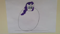 Size: 1280x720 | Tagged: safe, artist:95darts, rarity, pony, unicorn, g4, ball, meme, morph ball, rariball, traditional art