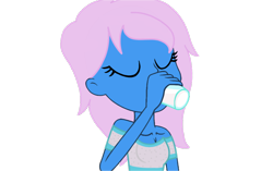 Size: 1098x691 | Tagged: safe, artist:ry-bluepony1, artist:yaya54320bases, oc, oc only, oc:radiant rail, human, equestria girls, g4, base used, clothes, drinking, eyelashes, glass, hair, milk, pink hair, show accurate, simple background, solo, transparent background, tube top