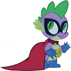 Size: 928x930 | Tagged: safe, edit, edited screencap, editor:pascalmulokozi2, screencap, spike, g4, power ponies (episode), background removed, boots, clothes, gloves, humdrum costume, looking up, male, open mouth, power ponies, shoes, simple background, solo, transparent background
