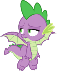 Size: 689x852 | Tagged: safe, edit, edited screencap, editor:pascalmulokozi2, screencap, spike, dragon, g4, background removed, flying, male, simple background, solo, transparent background, unhappy, winged spike, wings