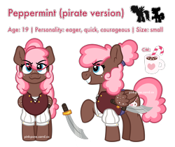 Size: 2500x2100 | Tagged: safe, artist:pink-pone, oc, oc:peppermint patty, pegasus, pony, blouse, clothes, female, folded wings, freckles, high res, mare, ponytail, raised hoof, shirt, simple background, solo, sword, transparent background, vest, weapon, wing freckles, wings