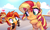 Size: 1488x891 | Tagged: safe, artist:lummh, artist:shore2020, stellar flare, sunburst, sunset shimmer, sunspot (g4), pony, unicorn, comic:the princess of love, g4, aside glance, brother and sister, colt, colt sunburst, eyes closed, facial hair, female, filly, filly sunset shimmer, foal, heart, hug, looking at you, magic, male, mare, moustache, ship:flarespot, siblings, stallion, sunny siblings, younger
