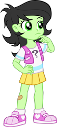 Size: 2635x5904 | Tagged: safe, artist:botchan-mlp, oc, oc only, oc:filly anon, human, equestria girls, g4, bandaid, child, clothes, cutie mark on clothes, equestria girls-ified, female, hand on hip, shirt, shoes, simple background, skirt, sneakers, solo, tomboy, transparent background, vest, young