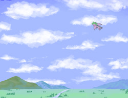 Size: 1024x792 | Tagged: safe, artist:loreto-arts, spike, dragon, g4, cloud, flying, male, mountain, scenery, scenery focus, sky, solo, winged spike, wings