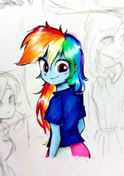 Size: 2136x3030 | Tagged: safe, artist:liaaqila, rainbow dash, human, equestria girls, g4, clothes, female, high res, traditional art