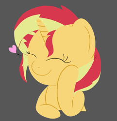 Size: 817x846 | Tagged: safe, artist:realgero, sunset shimmer, pony, unicorn, g4, cute, dark background, heart, shimmerbetes, simple background, smiling