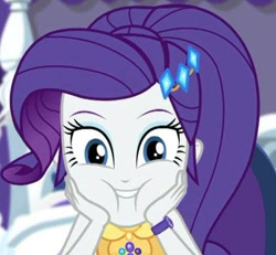 Size: 538x497 | Tagged: safe, edit, edited screencap, screencap, rarity, human, equestria girls, festival looks, g4, my little pony equestria girls: better together, cheek squish, cropped, cute, female, looking at you, raribetes, rarity is a marshmallow, squishy cheeks