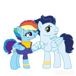 Size: 1024x1024 | Tagged: safe, artist:k3teryncita40, rainbow dash, soarin', pegasus, pony, g4, duo, female, male, mare, married couple, older, older rainbow dash, older soarin', older soarindash, ship:soarindash, shipping, simple background, stallion, straight, white background