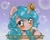 Size: 2048x1626 | Tagged: safe, artist:pierogarts, izzy moonbow, pony, unicorn, g5, '90s, anime, donut, female, food, horn, izzy impaling things, mare, smiling, solo, the uses of unicorn horns