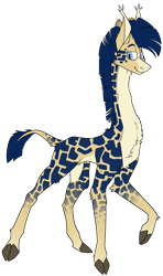 Size: 1624x2748 | Tagged: safe, artist:lionmushrooms, oc, oc only, oc:procerus, giraffe, blue eyes, chest fluff, cloven hooves, ear tufts, long neck, looking at you, mohawk, simple background, solo, spots, transparent background