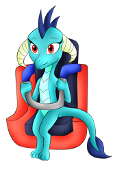 Size: 1943x2900 | Tagged: safe, artist:jerrydestrtoyer, princess ember, dragon, anthro, digitigrade anthro, g4, dragoness, female, roller coaster, shoulder harness, simple background, sitting, smiling, solo, transparent background