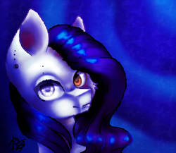 Size: 2631x2280 | Tagged: safe, artist:prettyshinegp, oc, oc only, earth pony, pony, abstract background, bust, ear piercing, earth pony oc, female, heterochromia, high res, mare, piercing, solo