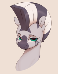 Size: 2552x3228 | Tagged: safe, artist:aquaticvibes, zecora, zebra, g4, beautiful, bust, cute, female, high res, looking at you, mare, missing accessory, simple background, solo, zecorable