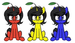 Size: 892x510 | Tagged: safe, artist:seafooddinner, oc, oc:filly anon, earth pony, pikmin, pony, earth pony oc, female, filly, foal, leaf, looking at you, pikmin (series), simple background, sitting, white background