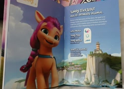 Size: 2048x1468 | Tagged: safe, sunny starscout, earth pony, pony, g5, my little pony: virtual magic, book, female, irl, mare, photo