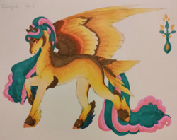 Size: 1920x1520 | Tagged: safe, artist:oneiria-fylakas, oc, oc only, oc:isayah seed, pegasus, pony, solo, tail, tail feathers, traditional art
