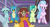 Size: 1009x540 | Tagged: safe, screencap, gallus, ocellus, sandbar, silverstream, smolder, yona, changedling, changeling, classical hippogriff, dragon, earth pony, griffon, hippogriff, pony, yak, g4, what lies beneath, cropped, out of context, student six