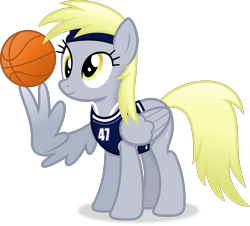 Size: 3309x2995 | Tagged: safe, artist:anime-equestria, derpy hooves, pegasus, pony, g4, basketball, clothes, female, headband, high res, mare, simple background, smiling, solo, sports, transparent background, vector, wing hands, wings