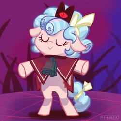 Size: 2048x2048 | Tagged: safe, artist:pfeffaroo, cozy glow, pegasus, pony, bipedal, crossover, cult of the lamb, solo