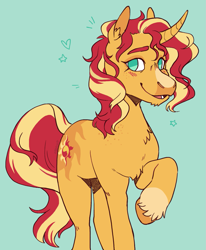 Size: 1025x1242 | Tagged: safe, artist:eggoatt, sunset shimmer, pony, unicorn, g4, curved horn, horn, solo