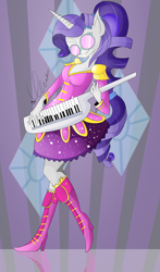 Size: 2000x3400 | Tagged: safe, artist:umimizunone, rarity, human, anthro, clothes, female, humanized, keytar, musical instrument, solo