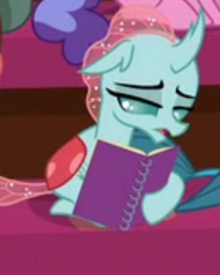 Size: 338x422 | Tagged: safe, screencap, berry blend, berry bliss, gallus, ocellus, yona, changedling, changeling, g4, what lies beneath, cropped, friendship student, solo focus