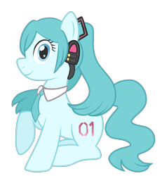 Size: 1585x1715 | Tagged: safe, artist:horsyca, earth pony, pony, anime, blue coat, blue eyes, blue hair, cute, hatsune miku, music, ponified, simple background, singer, solo, transparent background, vocaloid