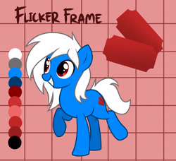 Size: 2475x2256 | Tagged: safe, artist:xfrncstomiku, oc, oc only, oc:flicker frame, earth pony, pony, cutie mark, male, reference sheet, solo