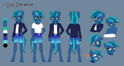 Size: 4393x2349 | Tagged: safe, artist:tomi_ouo, oc, oc only, oc:sea dreamer, unicorn, anthro, unguligrade anthro, male, reference sheet, solo