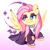 Size: 1000x1000 | Tagged: safe, artist:yokokinawa, fluttershy, pegasus, pony, g4, chibi, clothes, dress, ear piercing, fluttergoth, goth, gradient background, heart, heart eyes, piercing, white pupils, wingding eyes