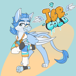 Size: 5000x5000 | Tagged: safe, artist:xasslash, oc, oc:flynn the icecold, griffon, bandaid, bandaid on nose, eyebrow piercing, graffiti, male, piercing, respirator, simple background, solo, spray can