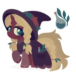 Size: 1920x1827 | Tagged: safe, artist:kabuvee, oc, pony, unicorn, cutie mark, female, hat, mare, potion, simple background, solo, transparent background, unshorn fetlocks, witch hat