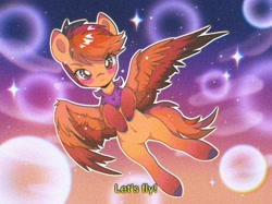 Size: 2048x1535 | Tagged: safe, artist:pierogarts, oc, pegasus, pony, '90s, 90s anime, anime, female, looking at you, male, mare, solo, spread wings, stallion, wings