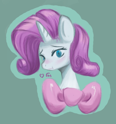 Size: 1012x1083 | Tagged: safe, artist:melonlicious, rarity, pony, unicorn, g4, blushing, bow, simple background, solo