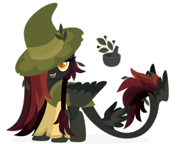 Size: 1920x1557 | Tagged: safe, artist:kabuvee, oc, pegasus, pony, female, hat, mare, simple background, solo, transparent background, witch hat