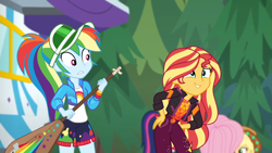 Size: 1920x1080 | Tagged: safe, screencap, applejack, fluttershy, rainbow dash, sunset shimmer, twilight sparkle, human, equestria girls, equestria girls specials, g4, my little pony equestria girls: better together, my little pony equestria girls: sunset's backstage pass, clothes, pain