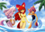 Size: 1392x1000 | Tagged: safe, artist:howxu, apple bloom, scootaloo, sweetie belle, earth pony, pegasus, unicorn, anthro, g4, adorasexy, adult, apple bloom's bow, ass, ball, bare shoulders, beach, beach ball, belly button, bikini, bikini bottom, bikini top, blank flank, bow, breasts, butt, clothes, cute, cutie mark crusaders, delicious flat chest, female, floaty, hair bow, heart, heart eyes, inner tube, legs in the water, misleading thumbnail, older, older apple bloom, older cmc, older scootaloo, older sweetie belle, one-piece swimsuit, opaque inflatable, open mouth, outdoors, palm tree, reasonably sized breasts, scootaflat, sexy, side-tie bikini, skin colored clothes, summer, sweetie butt, swimsuit, translucent inflatable, tree, trio, trio female, water, wingding eyes, wingless