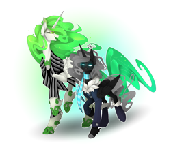 Size: 2500x2263 | Tagged: safe, artist:taiga-blackfield, oc, oc only, oc:eos, oc:malice, alicorn, pony, alicorn oc, duo, high res, horn, simple background, transparent background, wings