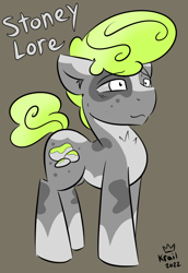 Size: 990x1440 | Tagged: safe, artist:kingkrail, oc, oc only, oc:stoney lore, earth pony, pony, colt, foal, male, pompadour, solo