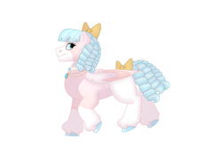 Size: 1280x854 | Tagged: safe, artist:itstechtock, oc, oc:guiding light, pegasus, pony, bow, female, hair bow, mare, simple background, solo, tail, tail bow, white background