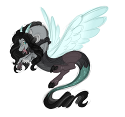 Size: 4600x4300 | Tagged: safe, artist:gigason, oc, oc only, oc:ammit, draconequus, hybrid, absurd resolution, colored sketch, interspecies offspring, offspring, parent:discord, parent:fluttershy, parents:discoshy, simple background, solo, white background