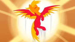 Size: 3840x2160 | Tagged: safe, artist:stellardust, philomena, pegasus, pony, g4, 4k, ash, backlighting, eyes closed, female, high res, mare, newbie artist training grounds, ponified, ponified pony pets, smiling, solo, species swap, spread wings, wings